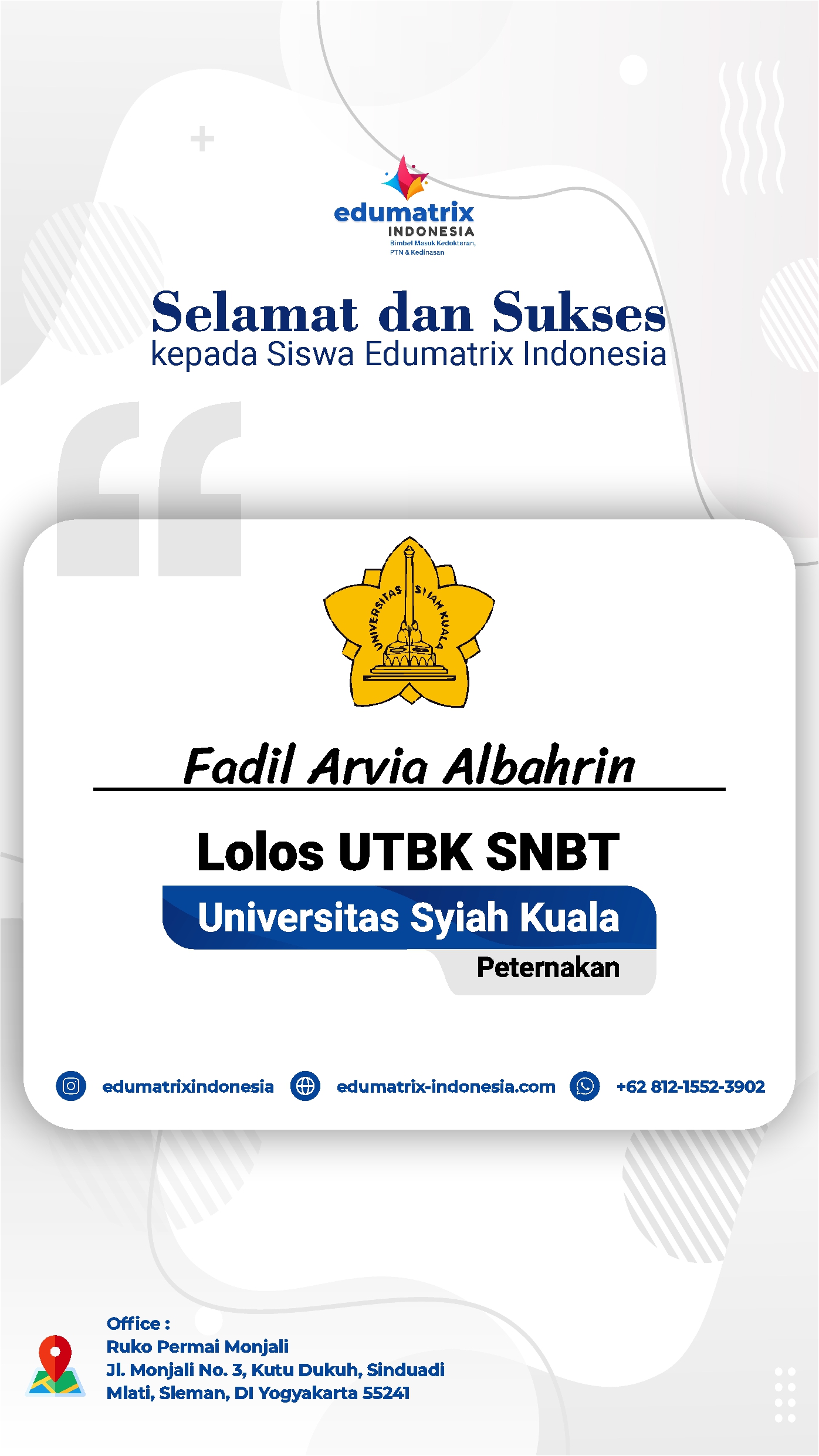 Lolos UTBK SNBT_Fadil Arvia Albahrin